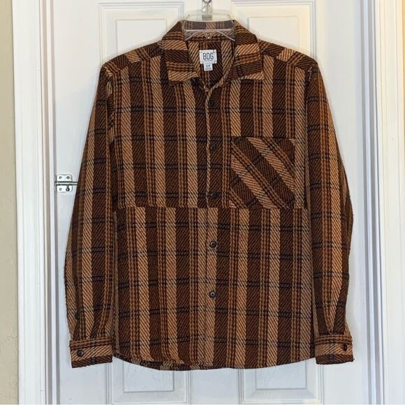 Urban Outfitters BDG Brown Plaid Shirr Jacket Size Small - Picture 8 of 9